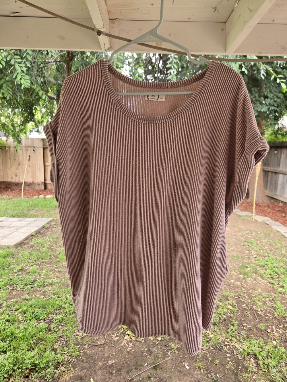 Cozy Ribbed Short-Sleeve Top in Mauve-Maurices